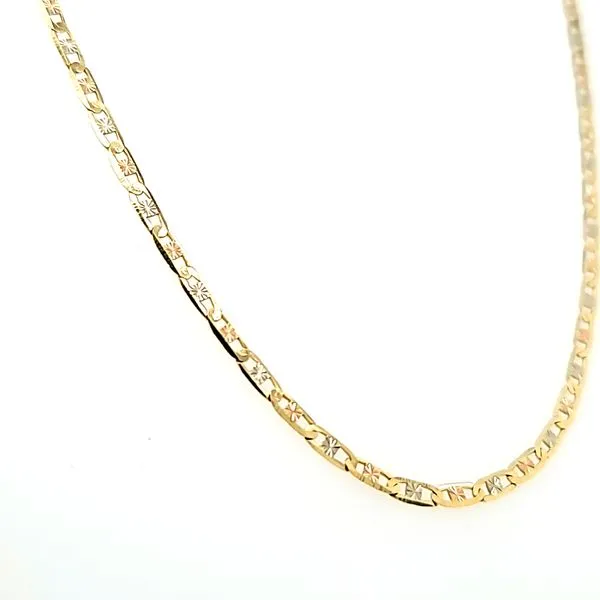 18k Two Tone Gold 2.55mm Flat Anchor Chain Image 2 Arezzo Jewelers Elmwood Park, IL