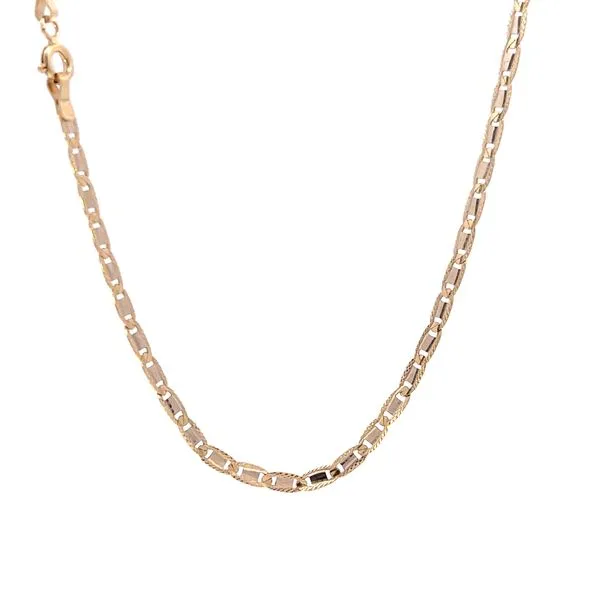 18k Two Tone Gold 2.55mm Flat Anchor Chain Image 5 Arezzo Jewelers Elmwood Park, IL