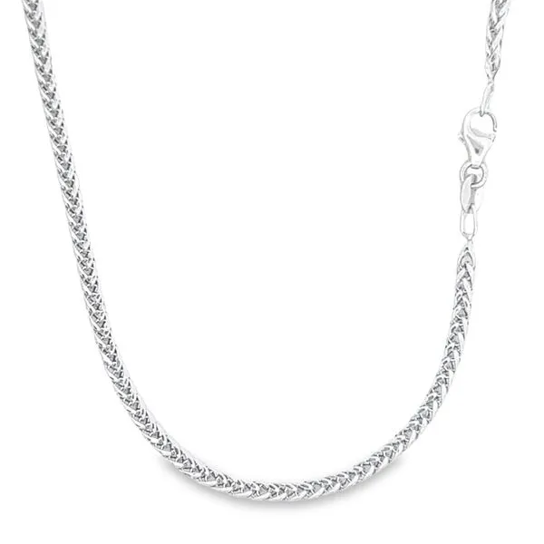 18k White Gold 2mm Diamond Cut Wheat Link Chain Arezzo Jewelers Elmwood Park, IL
