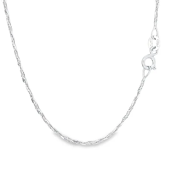 18k White Gold 1.25mm Diamond Cut Tornado Link Chain Arezzo Jewelers Elmwood Park, IL