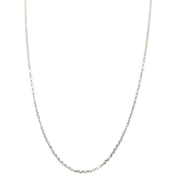 14k White Gold 1mm Diamond Cut Rolo Link Pendant Chain Arezzo Jewelers Elmwood Park, IL