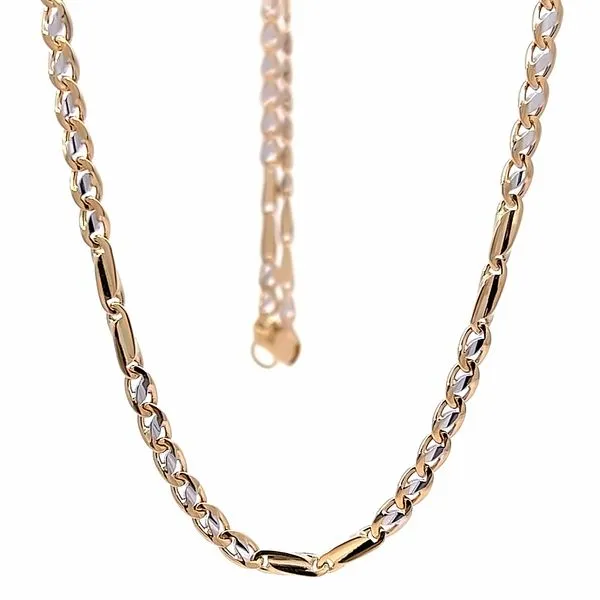 18K Two Tone 4mm Fancy Italian Link Chain Arezzo Jewelers Elmwood Park, IL