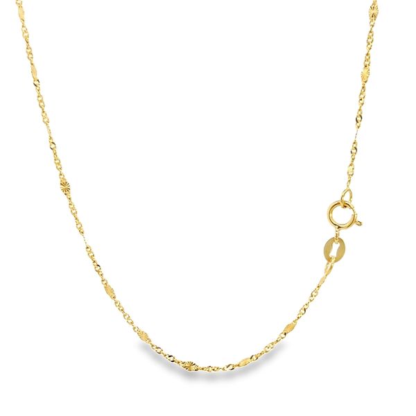 14K Yellow Gold Diamond Cut Fancy Link Pendant Chain Arezzo Jewelers Elmwood Park, IL