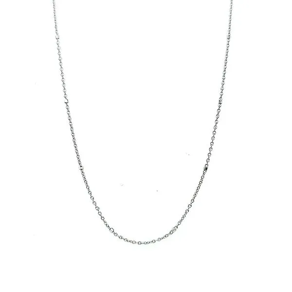 14K White Gold 1.3mm Rolo Link Pendant Chain Arezzo Jewelers Elmwood Park, IL