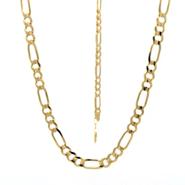 14K Yellow Gold 5mm Solid Figaro Link Chain Arezzo Jewelers Elmwood Park, IL
