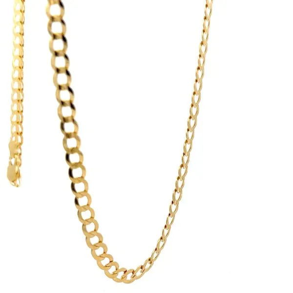 14k Yellow Gold 5mm Solid Curb Link Chain Image 2 Arezzo Jewelers Elmwood Park, IL