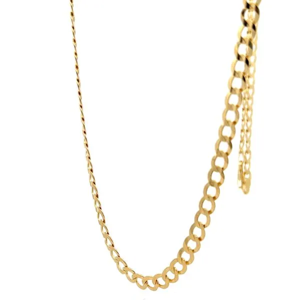 14k Yellow Gold 5mm Solid Curb Link Chain Image 3 Arezzo Jewelers Elmwood Park, IL