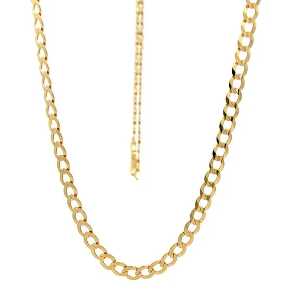 14k Yellow Gold 5mm Solid Curb Link Chain Arezzo Jewelers Elmwood Park, IL