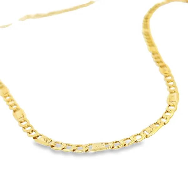18K Yellow Gold Fancy Figaro Link Chain Image 4 Arezzo Jewelers Elmwood Park, IL