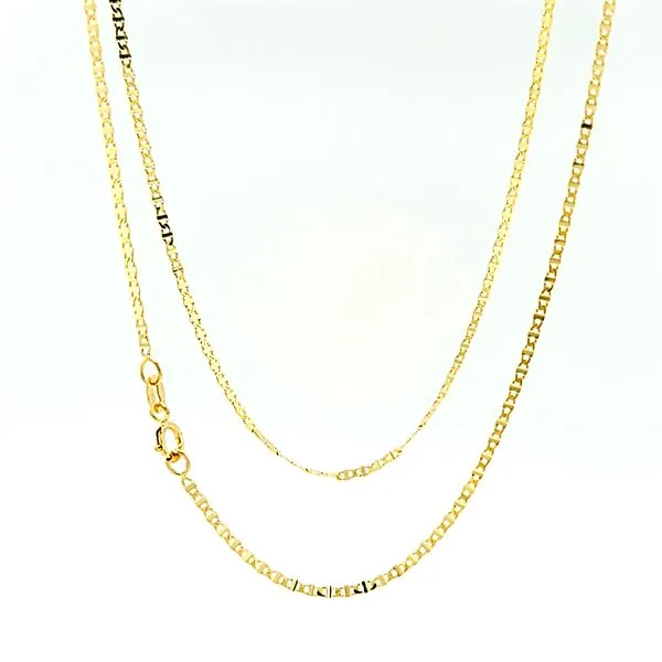 14k Yellow Gold 1.5mm Flat Anchor Link Pendant Chain Arezzo Jewelers Elmwood Park, IL