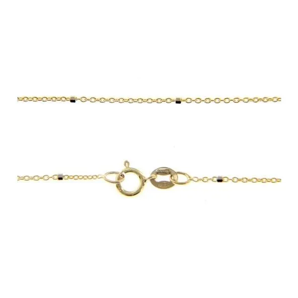 14K Yellow Gold Beaded Rolo Link Pendant Chain Arezzo Jewelers Elmwood Park, IL