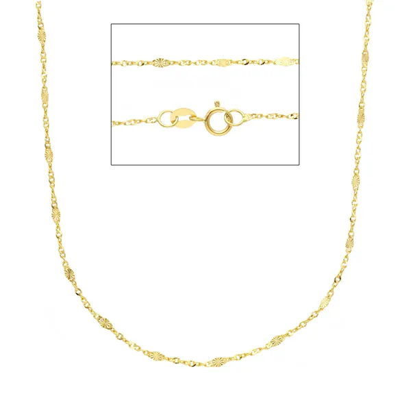 14K Yellow Gold Sunburst Singapore Link Pendant Chain Arezzo Jewelers Elmwood Park, IL