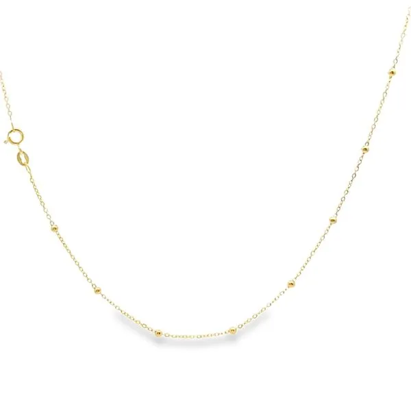 14k Yellow Gold 1.2mm Beaded Rolo Link Chain Image 2 Arezzo Jewelers Elmwood Park, IL
