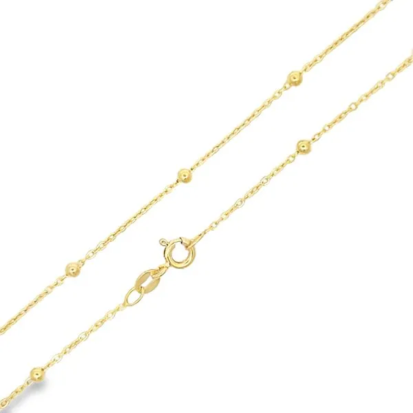 14k Yellow Gold 1.2mm Beaded Rolo Link Chain Arezzo Jewelers Elmwood Park, IL