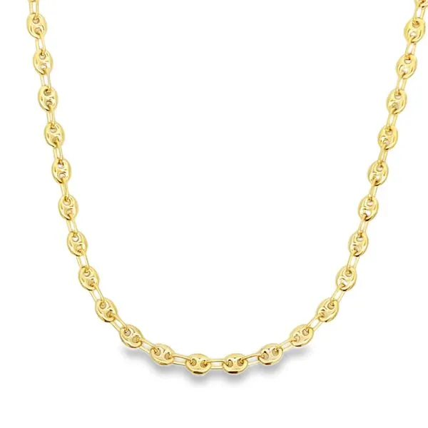 14 Karat Yellow Gold 4mm Puffed Marina Link Chain Image 2 Arezzo Jewelers Elmwood Park, IL
