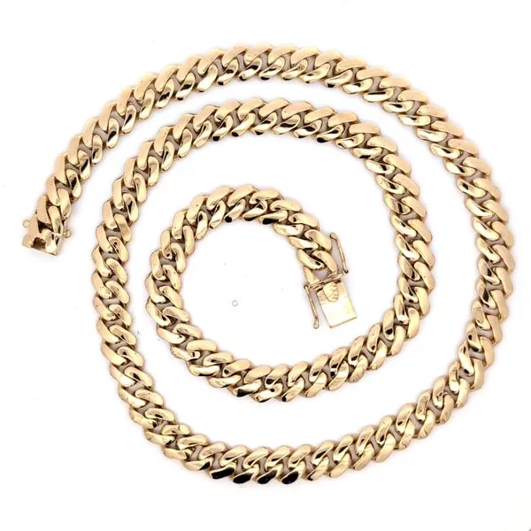 14k Yellow Gold Solid 10mm Miami Cuban Link Chain - 26 inches Image 3 Arezzo Jewelers Elmwood Park, IL
