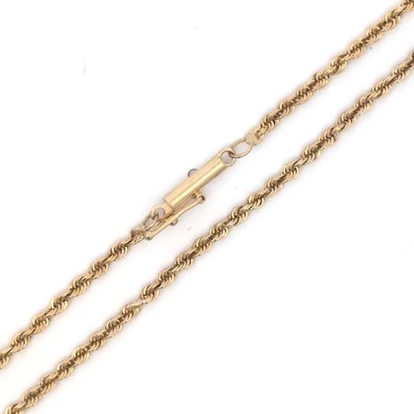 14K Yellow Gold 2mm Solid Rope Link Chain Arezzo Jewelers Elmwood Park, IL