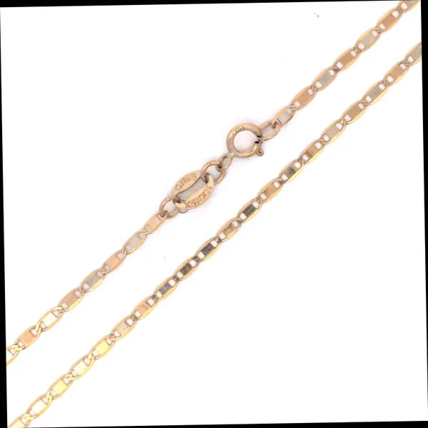 10 Karat Tri Color Gold Flat Mirror Link Pendant Chain Arezzo Jewelers Elmwood Park, IL