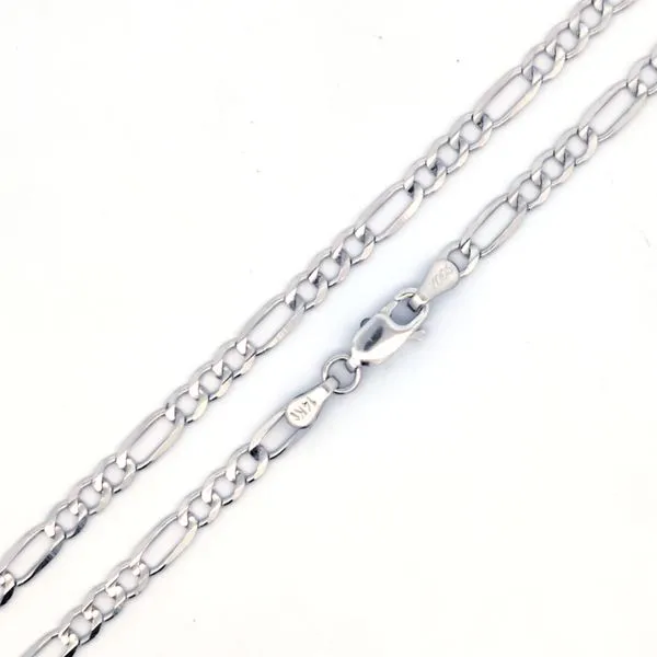 14 Karat White Gold 3.4mm Figaro Link Chain Arezzo Jewelers Elmwood Park, IL