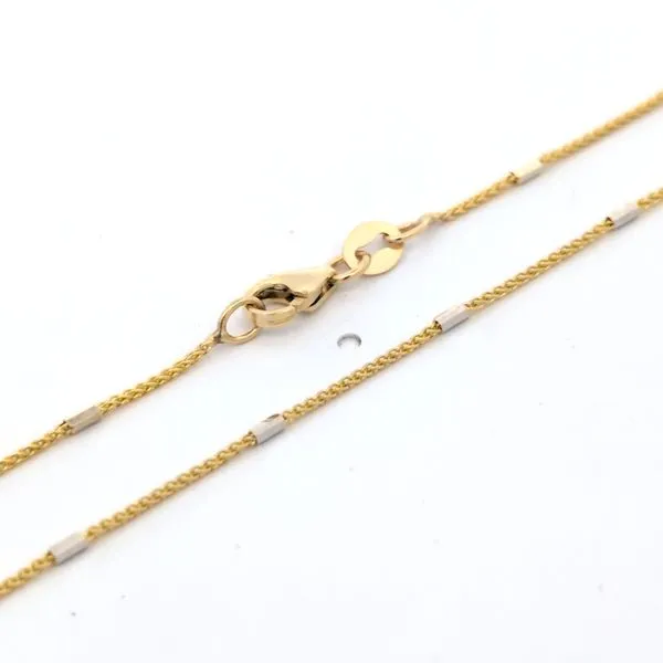 14k Two Tone Gold 1.1mm Fancy Barrel Spiga Link Pendant Chain Image 2 Arezzo Jewelers Elmwood Park, IL