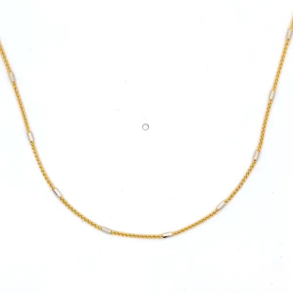 14k Two Tone Gold 1.1mm Fancy Barrel Spiga Link Pendant Chain Image 3 Arezzo Jewelers Elmwood Park, IL