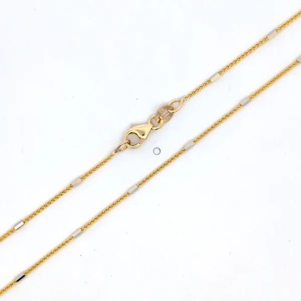 14k Two Tone Gold 1.1mm Fancy Barrel Spiga Link Pendant Chain Arezzo Jewelers Elmwood Park, IL