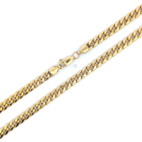 14K Yellow Gold 4.5mm Semi-Hollow Cuban Link Chain Arezzo Jewelers Elmwood Park, IL