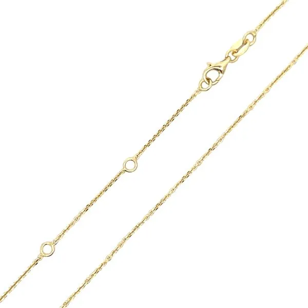 14K Yellow Gold 1mm Cable Link Pendant Chain, 18