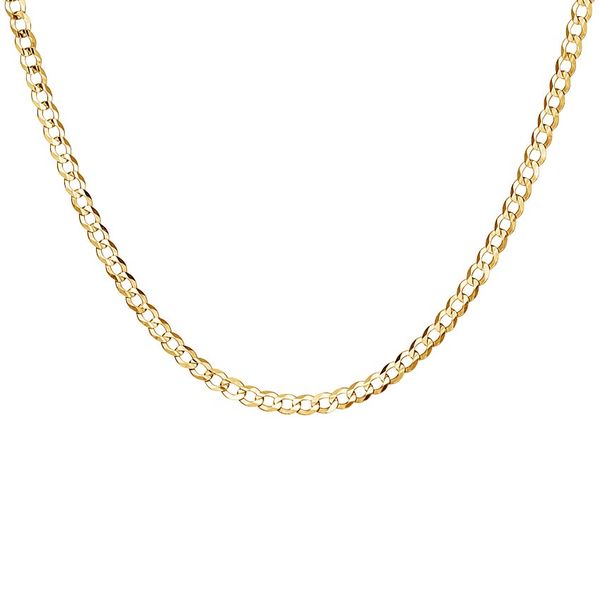 14k Yellow Gold 3mm Curb Link Chain Arezzo Jewelers Elmwood Park, IL