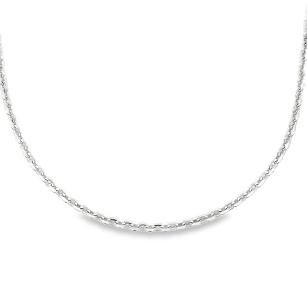 18K White Gold2mm Rolo Link Pendant Chain - 20