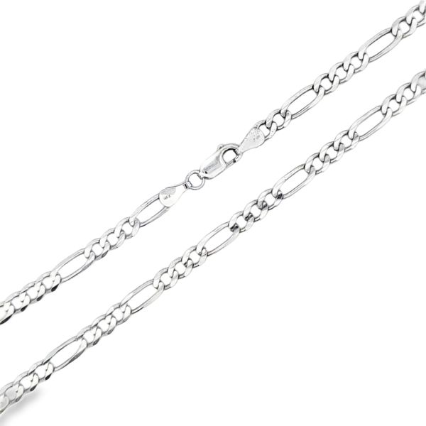 14K White Gold 4.2mm Figaro Link Chain - 24