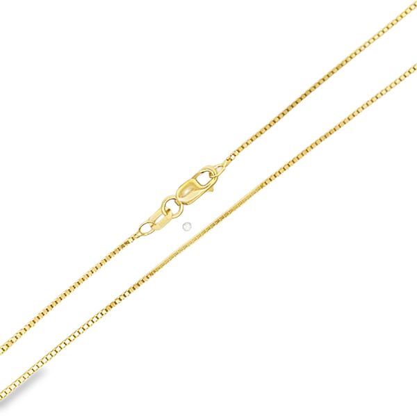 14K Yellow Gold .75mm Box Link Pendant Chain Image 3 Arezzo Jewelers Elmwood Park, IL