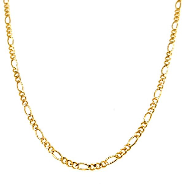 14k Yellow Gold 2.5mm Hollow Figaro Link Chain Arezzo Jewelers Elmwood Park, IL