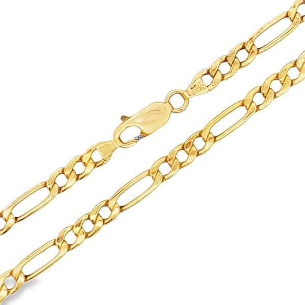 14K Yellow Gold 4mm Hollow Figaro Link Chain - 18