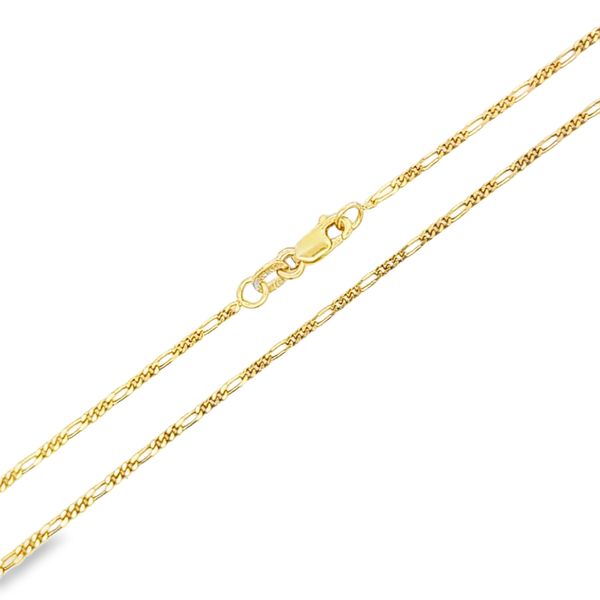 14 Karat Yellow Gold 1.25mm Figaro Link Chain Arezzo Jewelers Elmwood Park, IL