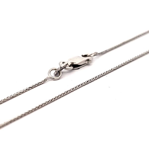 14K White Gold .7mm Wheat Link Pendant Chain - 16