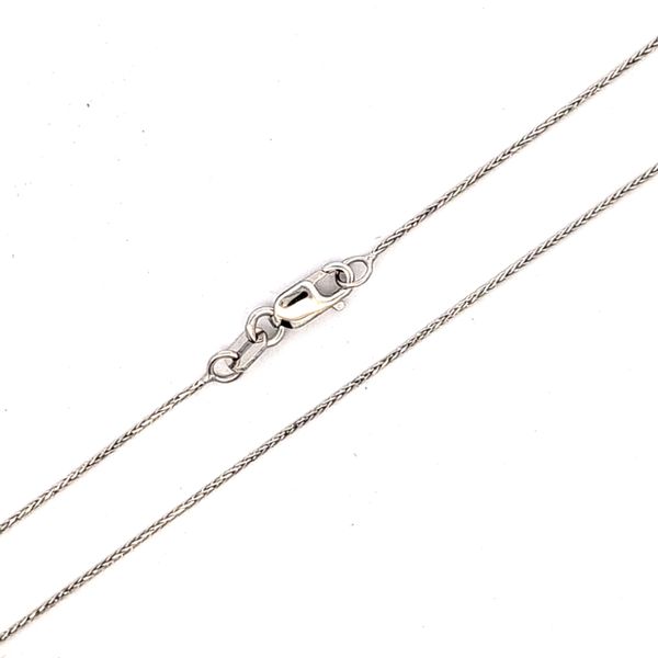 14K White Gold .7mm Wheat Link Pendant Chain - 16