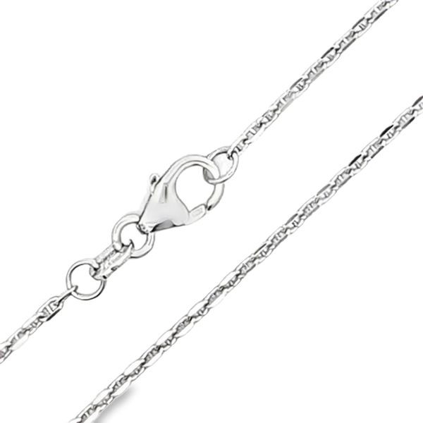 14K White Gold 1.4mm Mariner Link Pendant Chain - 18