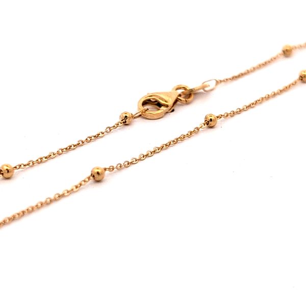 14K Yellow Gold Beaded Cable Link Pendant Chain - 18