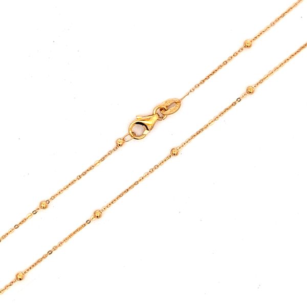 14K Yellow Gold Beaded Cable Link Pendant Chain - 18