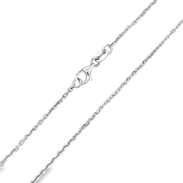 14K White Gold 1.5mm Cable Link Pendant Chain, 18