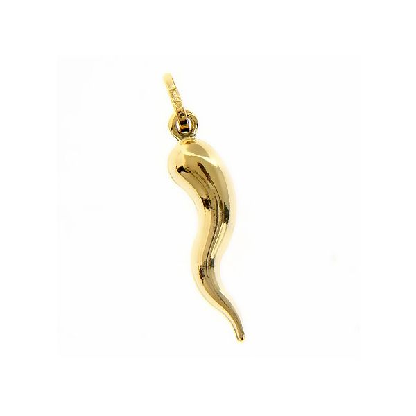 18k Yellow Gold Italian Horn Charm - Corno Arezzo Jewelers Elmwood Park, IL