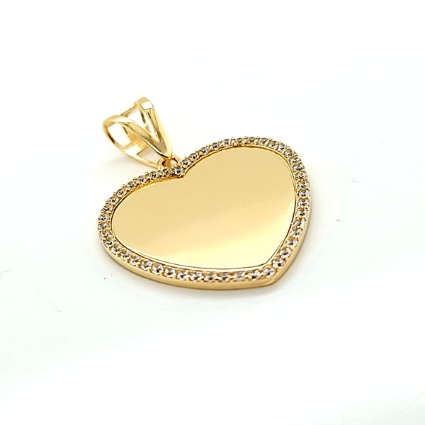 10k Yellow Gold Engraveable CZ Heart Gold Memorial Charm Image 2 Arezzo Jewelers Elmwood Park, IL