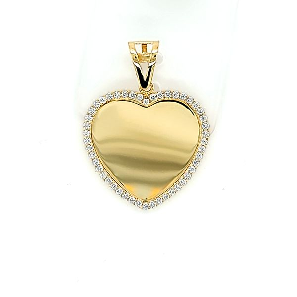 10k Yellow Gold Engraveable CZ Heart Gold Memorial Charm Arezzo Jewelers Elmwood Park, IL