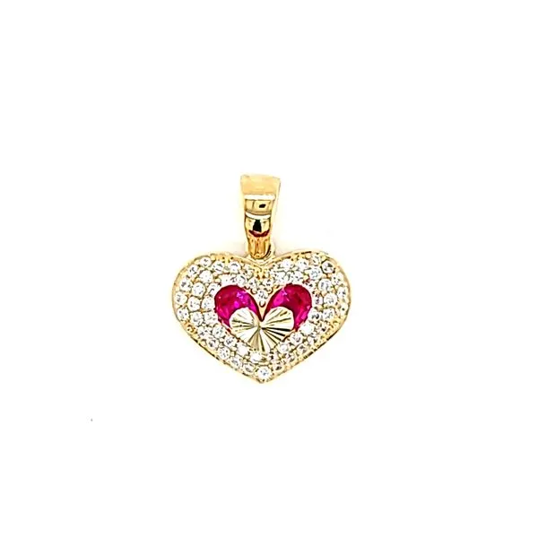 14k Yellow Gold Pave Heart Charm Arezzo Jewelers Elmwood Park, IL