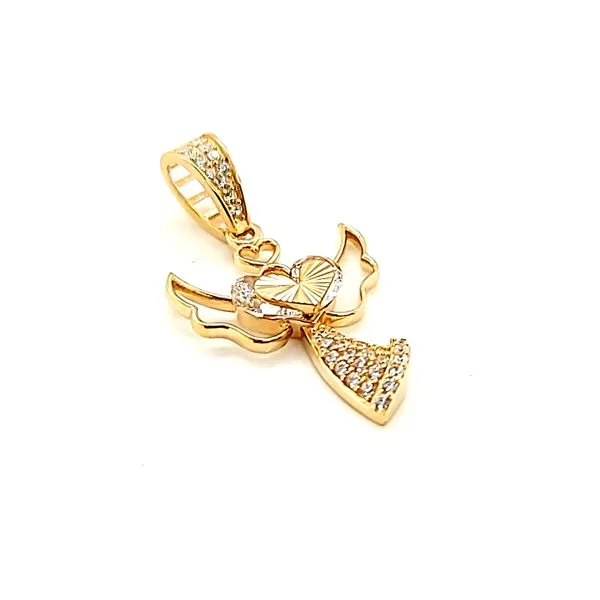 14K Yellow Gold Pave Gaurdian Angel Charm Image 2 Arezzo Jewelers Elmwood Park, IL