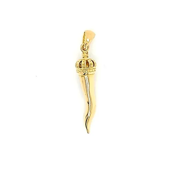 18k Yellow Gold Crowned Italian Horn Charm - Corno Arezzo Jewelers Elmwood Park, IL