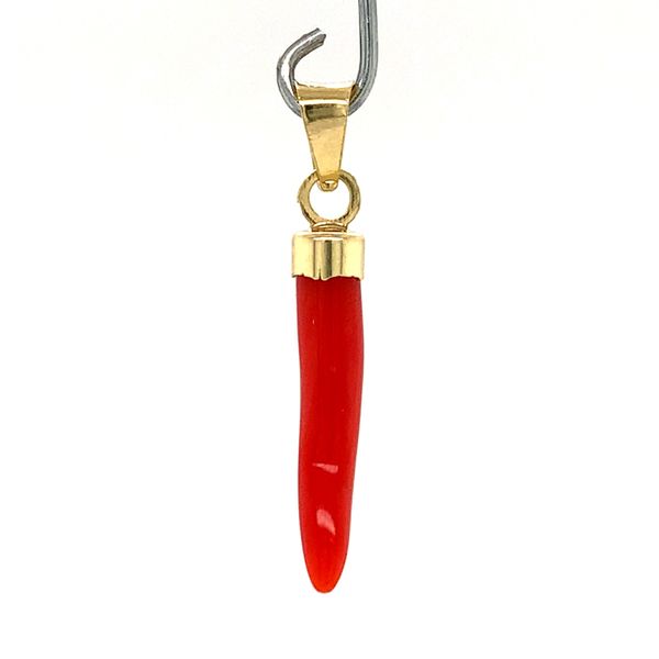 18k Yellow Gold Coral Italian Horn Gold Charm Arezzo Jewelers Elmwood Park, IL