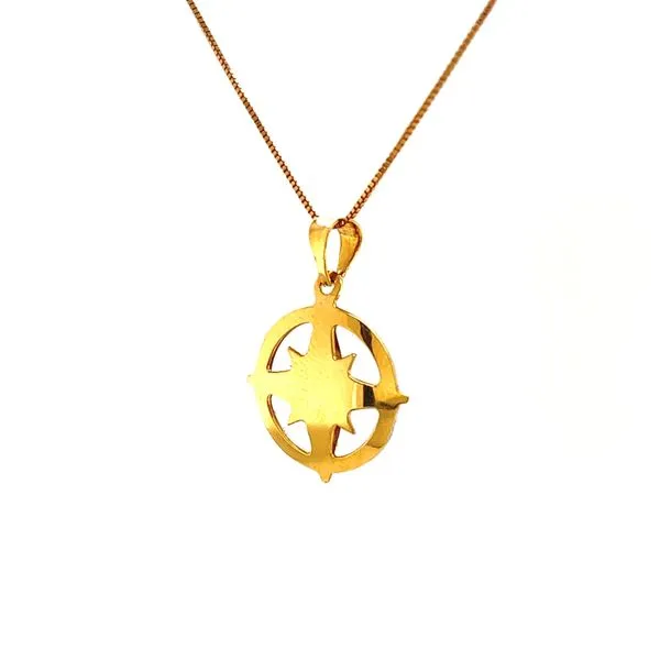 18k Two Tone Gold Compass Charm w/ 14k Box Chain Image 3 Arezzo Jewelers Elmwood Park, IL