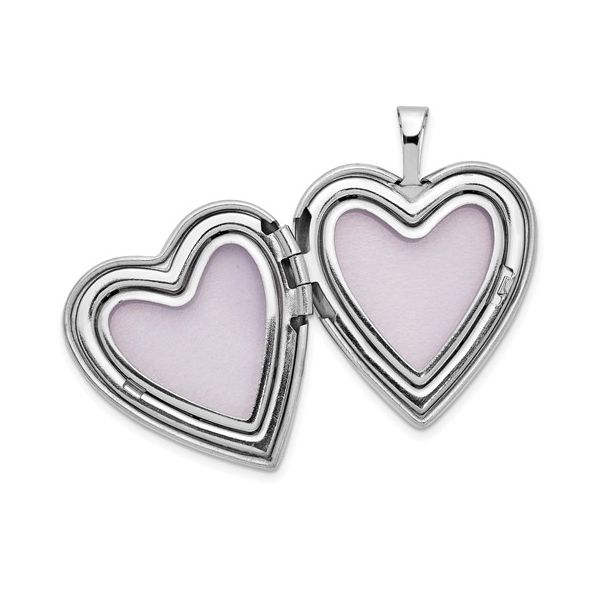 14K 20mm White Gold Flower Vine Border Heart Locket Image 4 Arezzo Jewelers Elmwood Park, IL